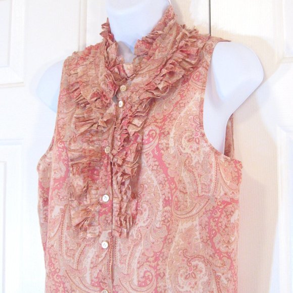 J. Crew | 'Pilar' Ruffle Collar Paisley Printed Cami Blouse Top - Picture 4 of 10